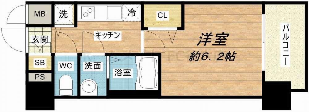 グランカリテ日本橋(1K/6階)の間取り写真
