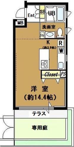 アルカンシエル駒沢(ワンルーム/1階)の間取り写真