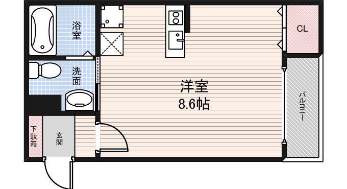 CASA堺東(ワンルーム/1階)の間取り写真