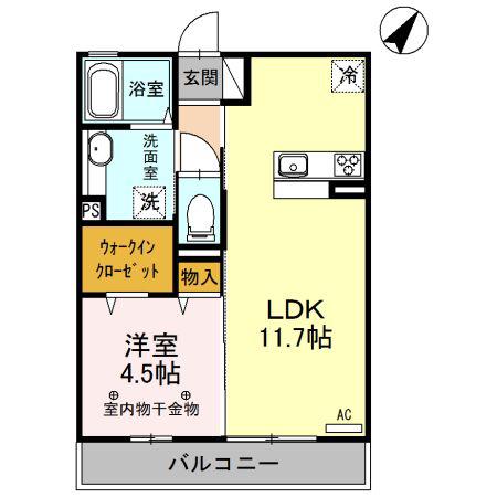 クレール富久 A(1LDK/3階)の間取り写真