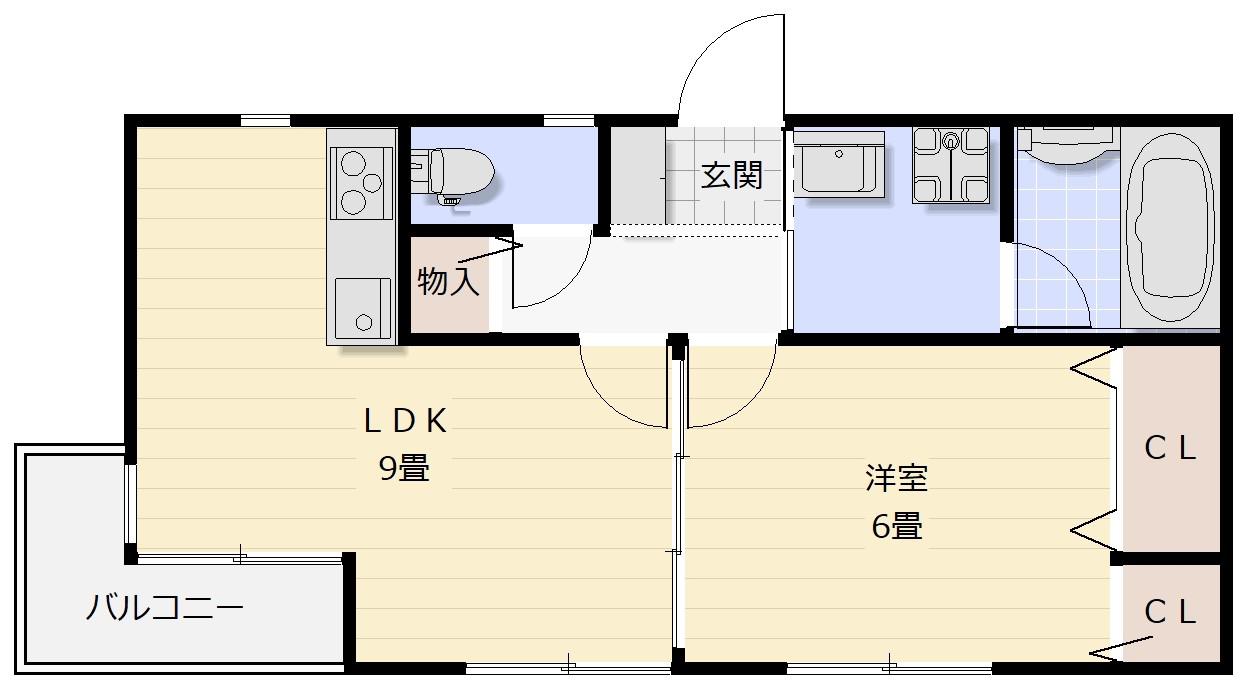 AZUR(1LDK/1階)の間取り写真