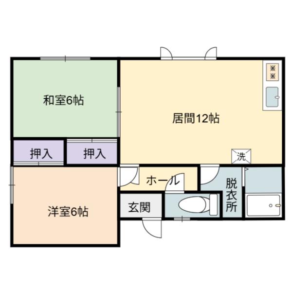 千々石コーポ 西(2DK/2階)の間取り写真