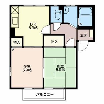 フレグランス・美咲(2DK/1階)の間取り写真