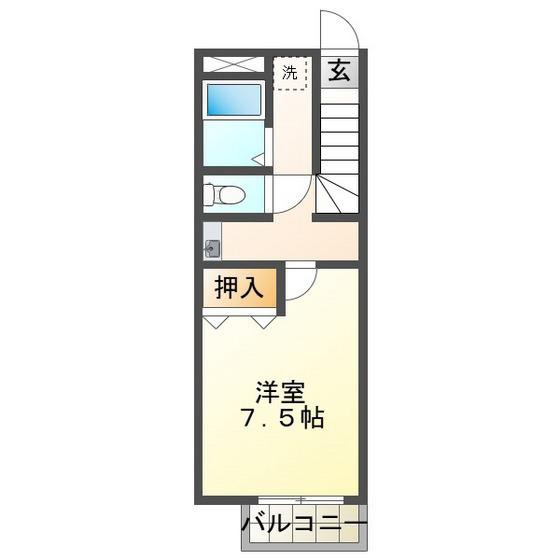 WHITE RIVER101(1K/2階)の間取り写真