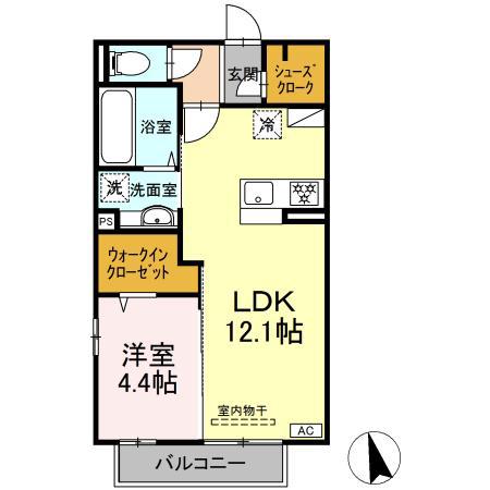 プランドール(1LDK/1階)の間取り写真