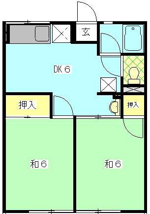 ガーデンハイツI(2DK/1階)の間取り写真