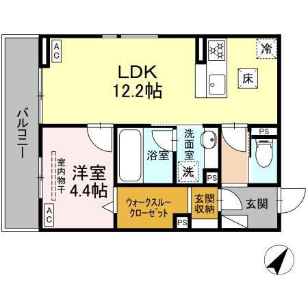 D CREST津島町(1LDK/1階)の間取り写真