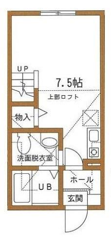アジュール鶴見(ワンルーム/2階)の間取り写真