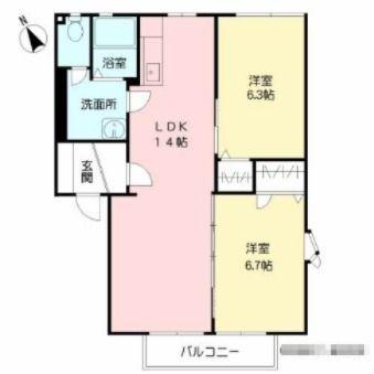フレグランス常磐B棟(2LDK/2階)の間取り写真
