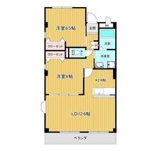 グローヴ大久手B棟(2LDK/1階)の間取り写真