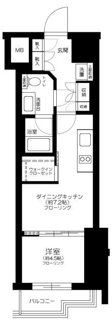 ザ・パークワンズ渋谷本町(1DK/6階)の間取り写真