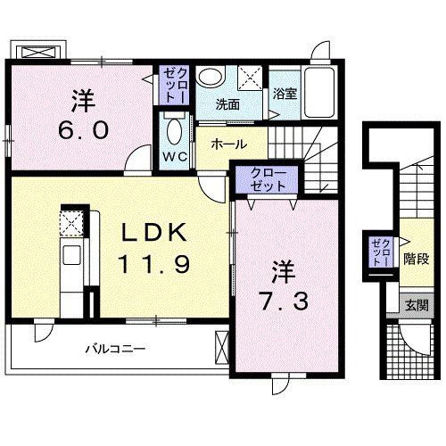 エコーズII(2LDK/2階)の間取り写真