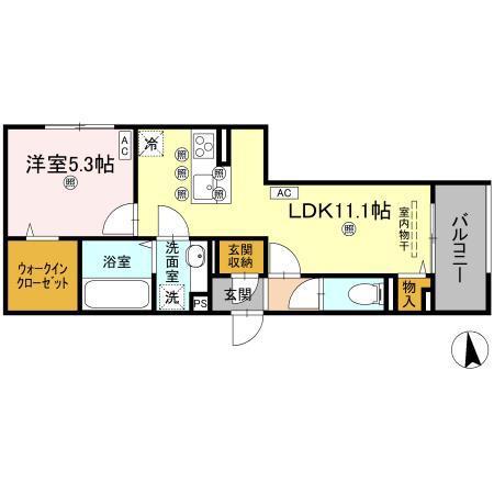 ギムレットB(1LDK/2階)の間取り写真