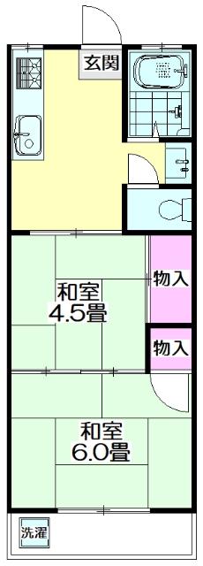 上原コーポ(2K/4階)の間取り写真