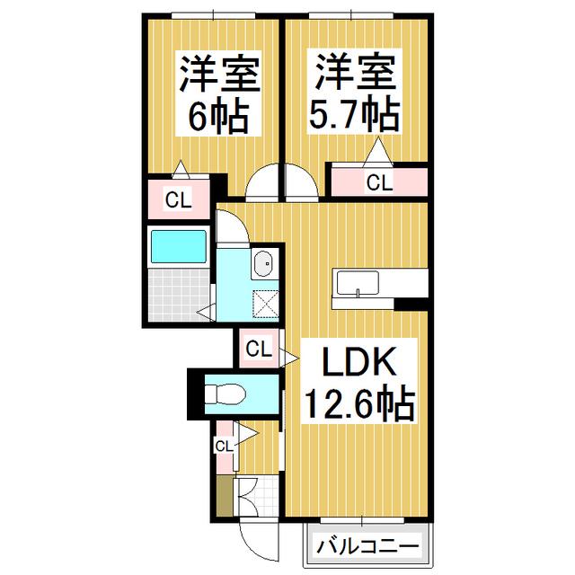 シャーメゾン青木島(2LDK/1階)の間取り写真