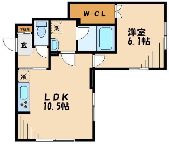 ウィング成城(1LDK/1階)の間取り写真