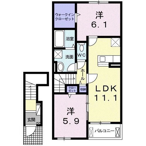 ハーモニー紀の川III(2LDK/2階)の間取り写真