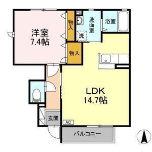 ウエストツリー C棟(1LDK/1階)の間取り写真