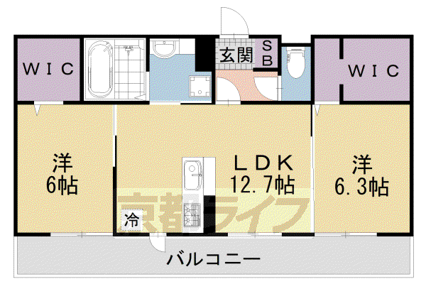TELL ME 和華(2LDK/3階)の間取り写真