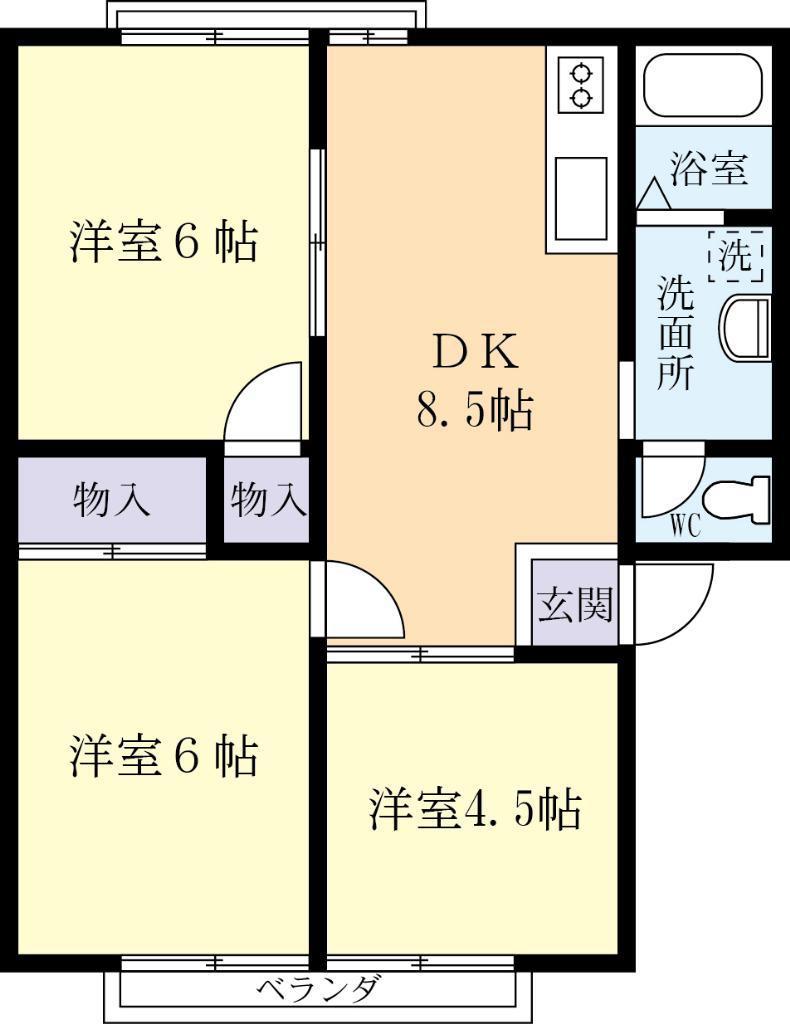 グリーンハイツ小松台(3DK/1階)の間取り写真