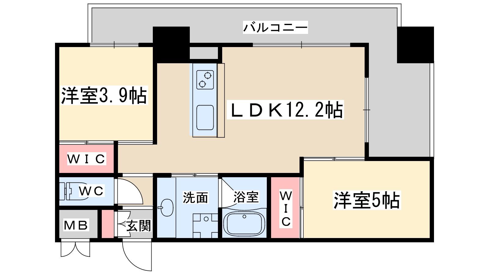 ノルデンタワー南森町アドバンス(2LDK/3階)の間取り写真