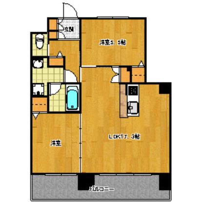 ボヌール博多(2LDK/11階)の間取り写真