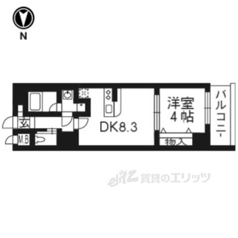 アスヴェル京都東堀川(1DK/4階)の間取り写真