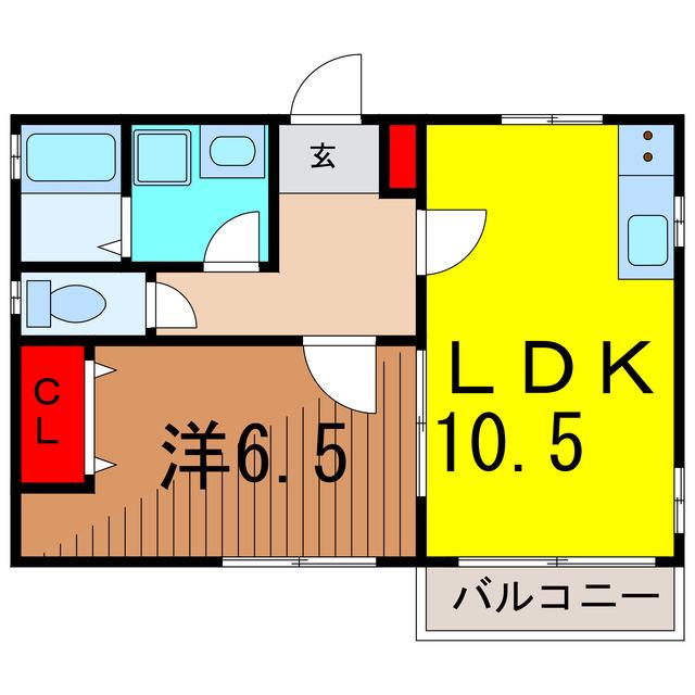 YBブライトンヒルズ(1LDK/1階)の間取り写真