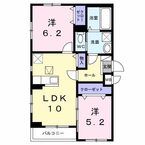 スピカテラス(2LDK/1階)の間取り写真