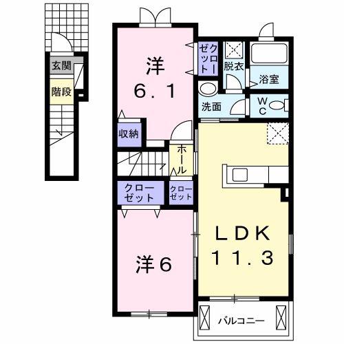 ベルドミール(2LDK/2階)の間取り写真