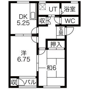 グランデ本館5番館(2DK/2階)の間取り写真