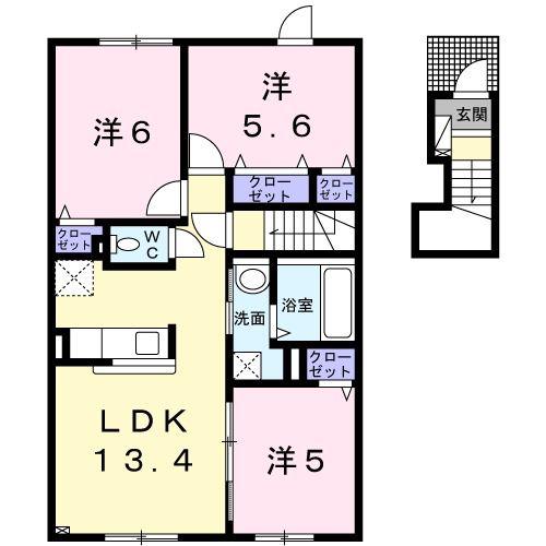 フォルテシモIII(3LDK/2階)の間取り写真