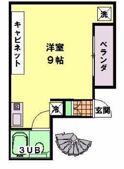 ヴェルベーナ(ワンルーム/2階)の間取り写真