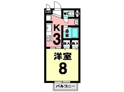 グランメールドルフA棟(1K/2階)の間取り写真