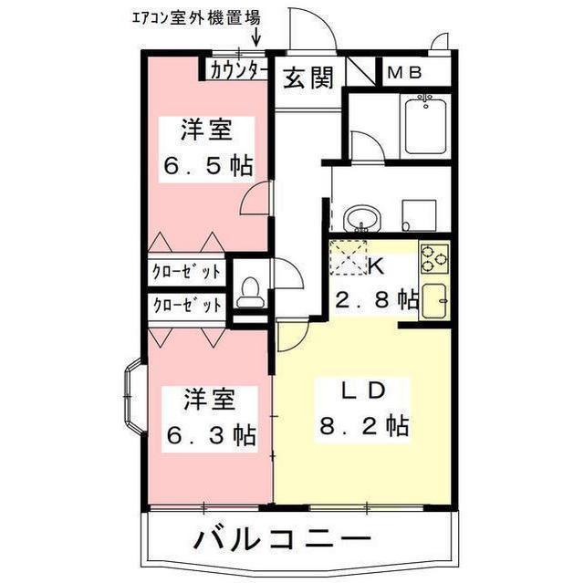 ジェントリィ北一色I(2LDK/2階)の間取り写真