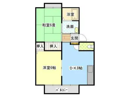 ジュネパレス東福山 A・B(2DK/2階)の間取り写真