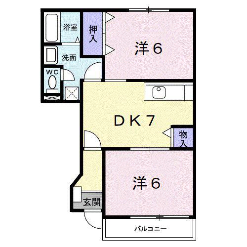 メゾンドヴェール西浜(2DK/1階)の間取り写真