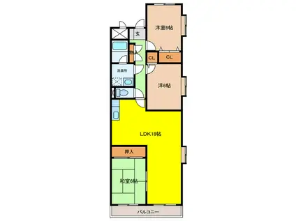 ガーデンヒルズ(3LDK/3階)の間取り写真