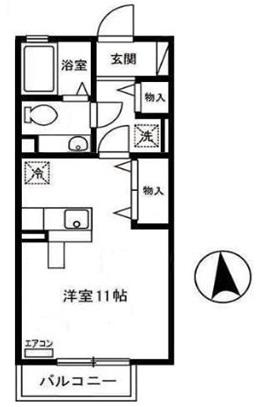 リビングタウン河辺(ワンルーム/2階)の間取り写真