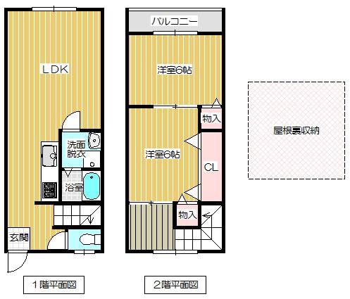 ハイツパイロン(2LDK/1階)の間取り写真