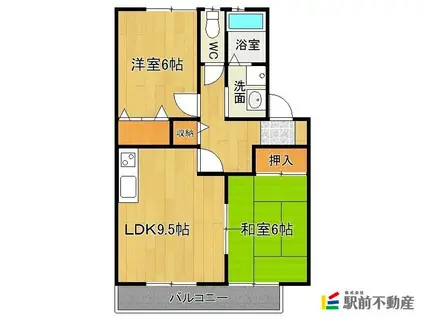 フェルメールヒルズ(2DK/1階)の間取り写真