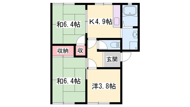 コーポ向陽台(3K/1階)の間取り写真