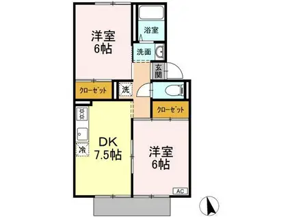 プレジール大和II(2DK/1階)の間取り写真