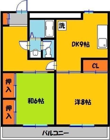 アイムビル(2DK/2階)の間取り写真