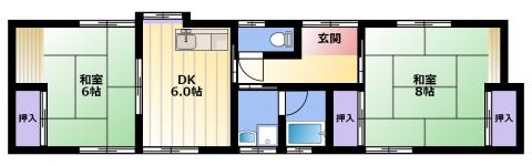 蜆塚3丁目(2DK/1階)の間取り写真