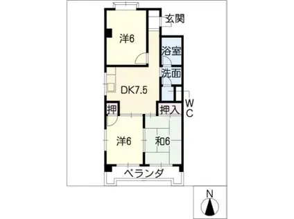 サンハイツ加藤(3DK/5階)の間取り写真
