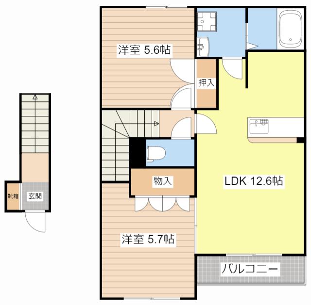 アルテイシア(2LDK/2階)の間取り写真