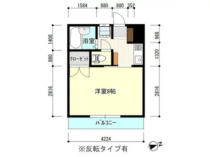 サンライズ下硯川(1K/1階)の間取り写真