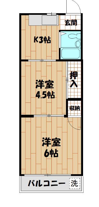 豊栄マンション(2K/3階)の間取り写真