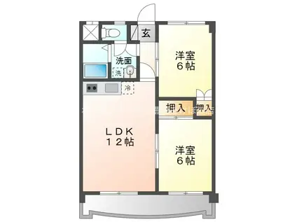 フィオーレ豊橋(2LDK/12階)の間取り写真